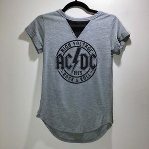 AC/DC Gray and Mesh High Voltage Tee sz XS